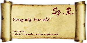 Szegedy Rezső névjegykártya